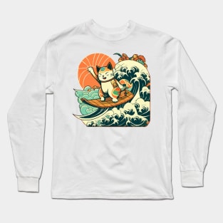 Japanese Aloha Surf Cat Long Sleeve T-Shirt